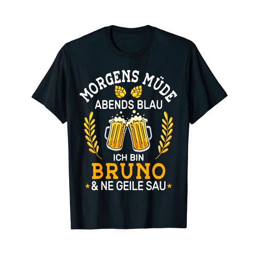 Lustige Vornamen Männer und Frauen Namen Kostüme Mens Funny Morning Tired Evening Blue First Name Bruno Outfit T-Shirt