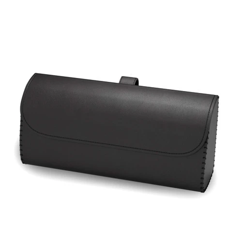 ROSON Sunglasses Holder for Car Visor, Leather Auto Eyeglasses Sun Visor Organizer Case, Handmade Universal Vehicle Visor Accessories Glasses Protective Storage Box for Man Women (Black)