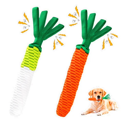 LIFLIX 2PCS Dog Rope Toy, Tug of War Dog Toy, Cute Carrot Dog Toy with Crinkle Paper Tags