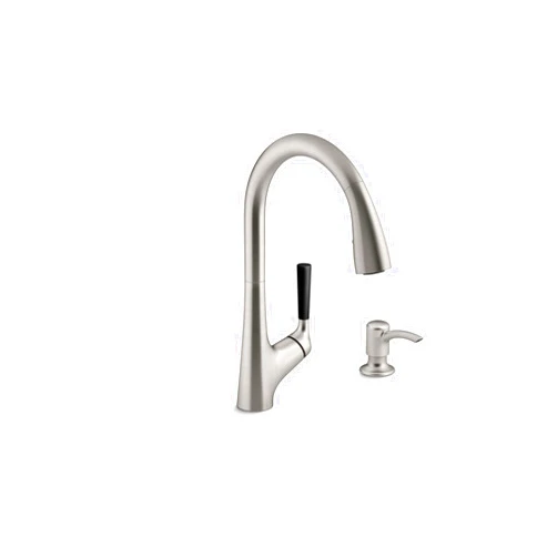 Kohler K-R562-SD-VS Malleco Pull-Down Kitchen Sink Faucet with Soap/Lotion Dispenser, Vibrant Stainless
