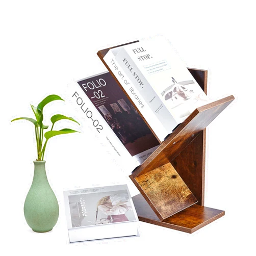 Apexinsider Tree Bookshelf - 2 Tier Tree Bookshelf - Small Bookcase - Freestanding Modern Tall Narrow Bookshelves Organizer - Floor Standing Book Shelf for Bedroom/Living Room/Home Office/Corne - Brown