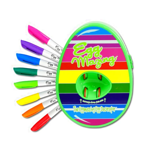 The Eggmazing Egg Decorator Easter Egg Decorator Kit - Arts and Crafts Set - Includes Egg Decorating Spinner and 8 Colorful Quick Drying Non Toxic Markers (Spring Green)