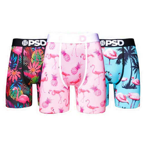 PSD Men's Tropical Print Boxer Briefs - 7 Inch Inseam Breathable and Supportive Men's Underwear with Moisture-Wicking Fabric