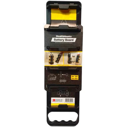 StealthMounts Battery Holder Compatible with DeWalt 20/60V Batteries | StealthMounts Battery Board w/Handle | Made in The UK