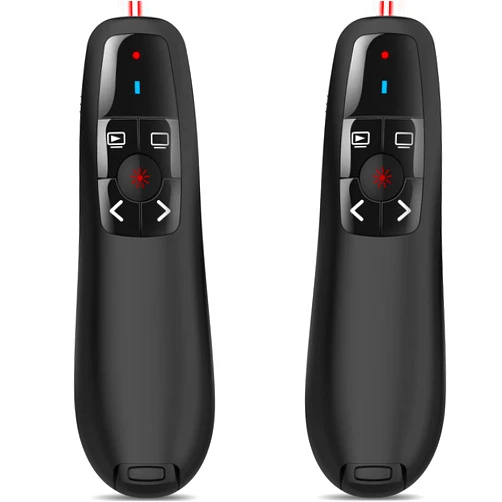 Zoxkoy Presentation Pointer Presenter Slide Advancer: Wireless PowerPoint Remote Clicker with USB | 100Ft Control Long Range | Universal Compatibility | Ergonomic Design - 2 Pack