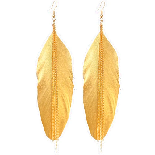SLSF Dainty Gold Sliver Feather Chain Fringe Lightweight Hook Earrings Personalized Gorgeous Wedding Prom Dangle Drop Earrings For Women Jewelry Gifts