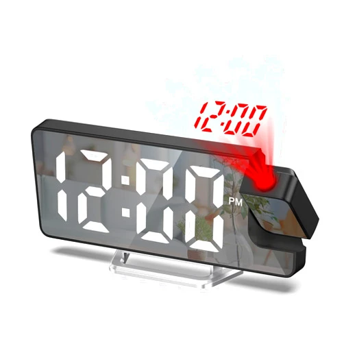 LOFICOPER Projection Alarm Clock for Bedroom, Digital Clock with 180° Rotatable Projector, 7.9'' Large Display LED Alarm Clock with Temperature, Snooze, Adjustable Brightness, for Home