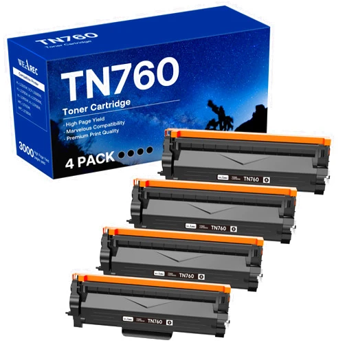 WEAREC TN760 Toner Cartridge Replacement for Brother TN-760 TN730 TN-730 Compatible with HL-L2350DW HL-L2395DW HL-L2390DW HL-L2370DW MFC-L2750DW MFC-L2710DW DCP-L2550DW Printer (Black,4 Pack)