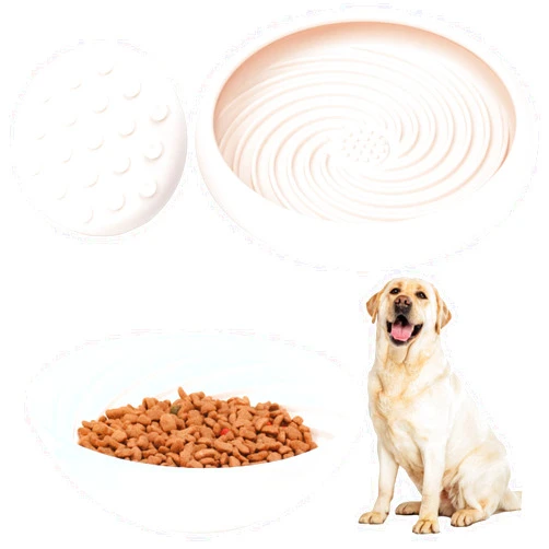 Nopisen Pet Slow Feeder Bowl Lick Mat，Silicone Dog Bowl with Suction Cups，Dog Cat Lick Mat to Slow Down Eating (White)