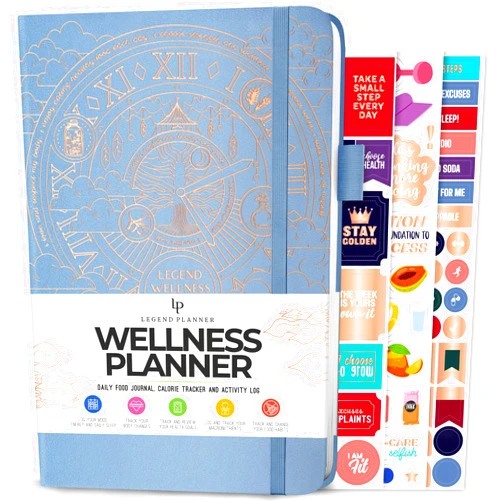 Legend Planner Legend Wellness Planner & Food Journal – Daily Diet & Health Journal with Weight Loss, Measurement & Exercise Trackers – Lifestyle & Nutrition Diary – Lasts 6 Months, A5 Size – Periwinkle
