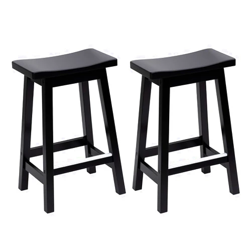 PayLessHere Bar Stools Set of 2, Wooden Saddle Stools 24 Inch Heigh, Bar Chairs Seat with Footrests and Industrial, Kitchen Counter Stools for Restaurant, Bistro Bar and Home Dining