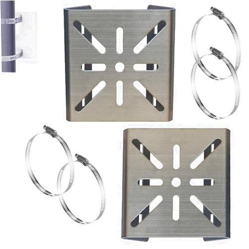 BeElion 2 Sets Universal Stainless Steel Vertical Pole Mount Adapter with 4 Loops, Wall Mounting Bracket for CCTV Security Camera PTZ Dome Vertical Pole Mounting Bracket