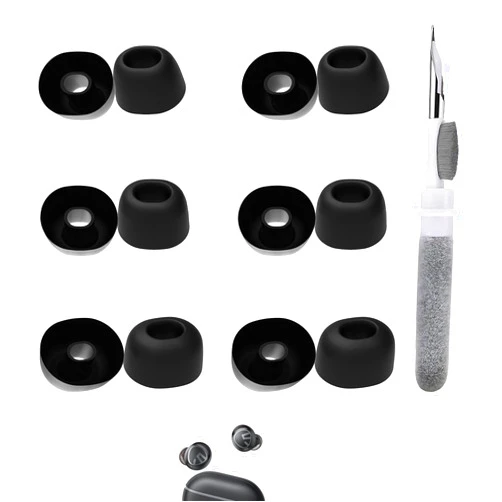 Vykyntow 6 Pairs Replacement Silicone Ear Buds Tips Compatible with Hsility, TIFSKY, Wekily, Xmenha, SoundPEATS, ICOMTOFIT, Donerton, hadbleng, Fits in Case, with 3-in-1 Cleaner Kit, S/M/L