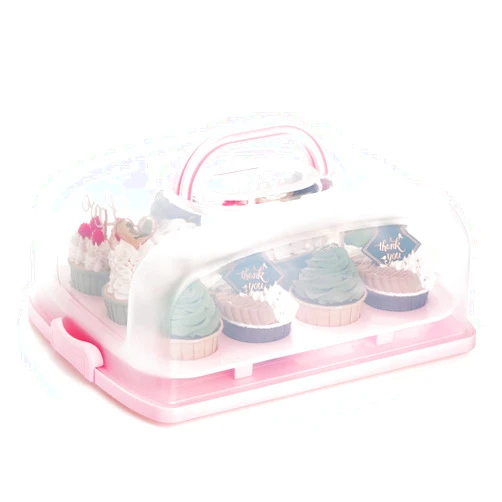 SOUJOY 2in1 Cupcake Carrier, Cupcake Keeper for 12 Standard-Size Cupcakes with Lid and Two Secure Side Closures, Portable Dessert Holder Transports Box for Cakes, Pies, Muffin