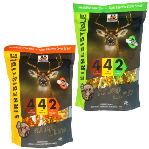 H HERRON OUTDOORS THE BETTER CHOICE Herron Outdoors 4-4-2 - Protein Pellets, Whole Corn, Sweet Blaze Orange Protein& Sweet Apple Protein - Deer Attractants for Whitetail, Cover Scent, Feed Enhancer Bait