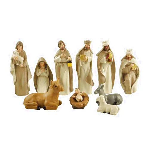 WERTSW 10 Pieces Nativity Sets for Christmas Indoor, Miniature Christmas Nativity Scene Sets & Figures, Resin Tabletop Baby Jesus Birth Religious Figurines for Kids Xmas Home Decoration