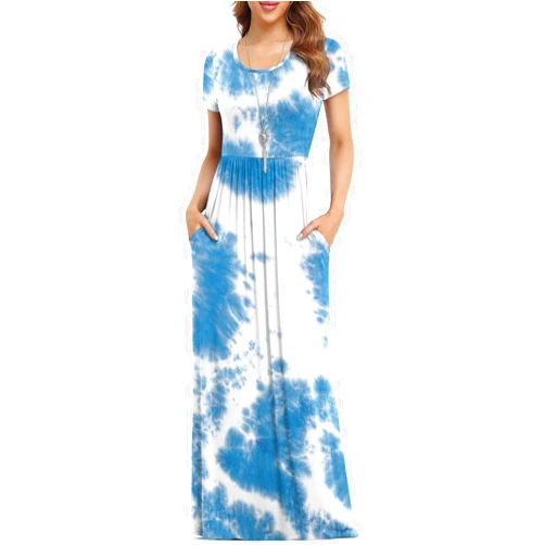 VIISHOW Women's Short Sleeve Loose Plain Maxi Dresses Casual Long Dresses with Pockets