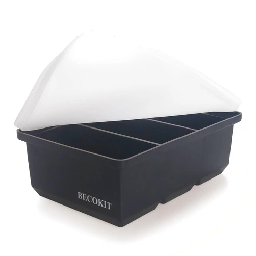 BECOKIT Silicone Freezer Tray for Soup Cube: Silicone Freezing Tray for Broth Sauce Storage - Freeze 250mL Souped Portion,Oven & Dishwasher -Safe (Black 1 Tray)