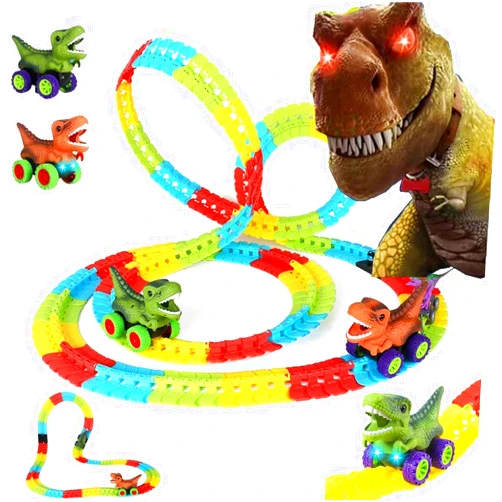 ENGYAS 144 Pcs Anti Gravity CarTrack,Dinoswift Soar with The Anti-Gravity Dinosaur Car,360° Electric Climbing Anti-Gravity Track Dinosaur Car,Gravity Car Toy,Anti Gravity Dinosaur Car(144pcs)