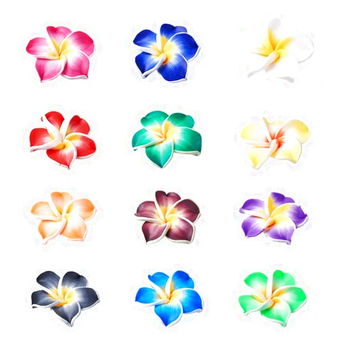PH PandaHall Pandahall 200-pieces Handmade Polymer Clay 3D Flower Plumeria Beads Floral Spacer Charms Jewelry Making Mixed Color Collection 15x8mm