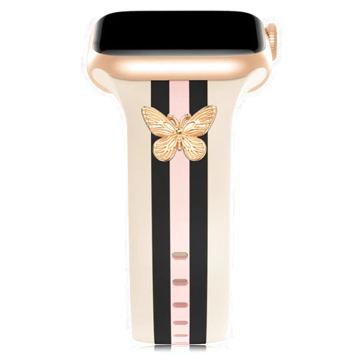 Bagoplus Designer Band with Charms Decor Compatible with Apple Watch Band 38mm 40mm 41mm 42mm 44mm 45mm 46mm 49mm Women Men, Stylish Silicone Sport Wristbands for iWatch Series 10 9 8 7 6 5 4 3 2 1 SE Ultra