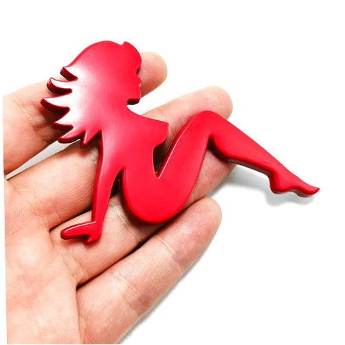 Usidiyer 2 Pieces/Lot Metal Alloy Emblem Sexy Girl Pattern Logo Car Tailgate Trunk Fender Badge Emblem Sticker for Ford Chevy Kia Hyundai Honda Toyota Cadillac Smart Mini BMW Audi Mercedes (Matte Red)
