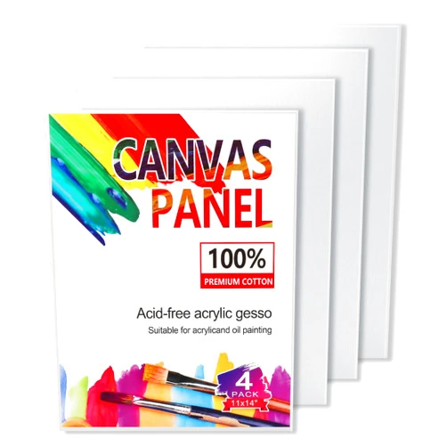 FloraSea 4 Pack 11x14 Inch Canvas Boards for Painting, Blank Canvases for Painting,Triple Primed for Oil & Acrylic Paints,100% Cotton Canvas Panels for Acrylics Oil Watercolor Tempera Paints,3mm Thickness