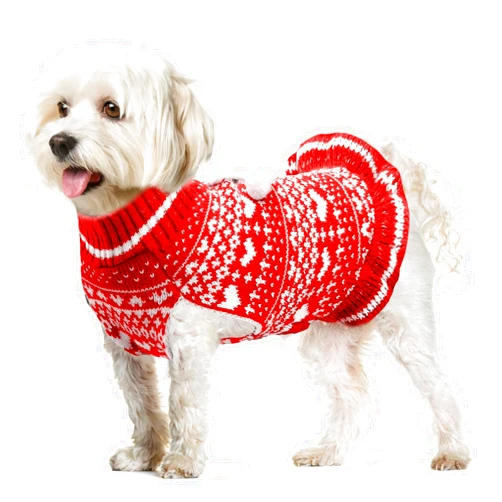 ABRRLO Christmas Dog Sweaters Dress Red Xmas Dog Costumes Winter Warm Pet Clothes White Heart Doggie Puppy Christmas Outfits Cat Knitted Clothing for Small Medium Large Dogs Cats (Red,M)