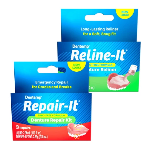 Dentemp Repair-it Denture Repair Kit & Reline-it Denture Reliner - Denture Kit (Multi-Pack) - Refit and Tighten Dentures for Both Upper & Lower Denture - Repair Broken Dentures & Loose Teeth
