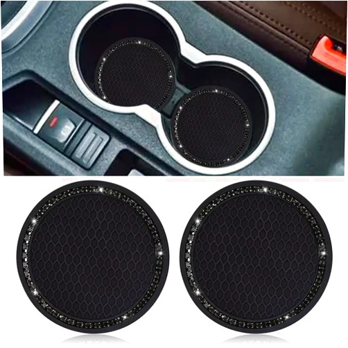 SUNCARACCL Car Cup Holder Coaster, 2 Pack Universal Bling Vehicle Insert (2.75