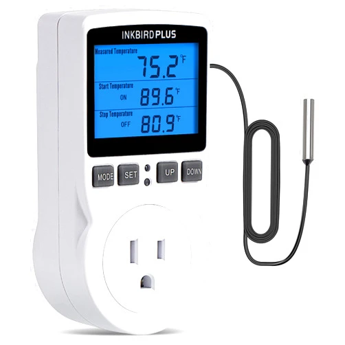 INKBIRDPLUS 1800W Heat Mat Thermostat Temperature Controller 120v 15A F and C Heating Cooling Control