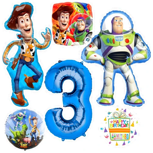 Anagram Woody and Buzz Lightyear's 3rd Birthday Party Supplies Balloon Bouquet Decorations