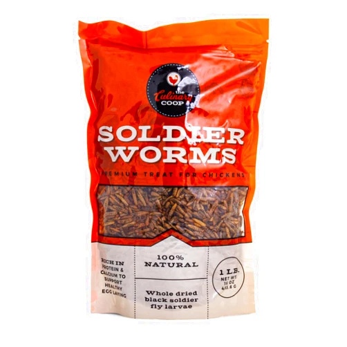 Fluker's Culinary Coop Premium Chicken Treats, Dried Soldier Worms, Packed with Protein and Calcium, 100% Natural Rich Grubs for Chicken, Backyard Birds, and Reptiles, 16 oz