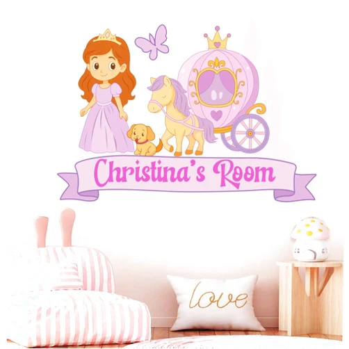 MOTIVODECORSPACES Personalized Princess Name Wall Decal – Pink Decor for Girls Room – Vinyl Wall Stickers for Kids Bedroom – Fairy Tale Extras – Perfect for Little Girl Room and Nursery by MotivoDecorSpaces