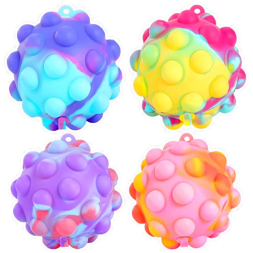 Genuvi Pop Fidget Toys Its Ball Toy 4 PCS 3D Stress Balls It Pop Fidgets Pack Party Favors for Kids Toys Autism Sensory Toys Bulk Squeeze Toys Toddler Toys for Boys Adult Stress Relief Easter Basket Stuffers