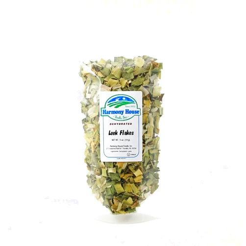 Harmony House Foods Dehydrated Leek Flakes - Air Dried Vegetables for Soup and Cooked Dishes, Great for Camping, Survival, and Backpacking, 0.5 Ounces