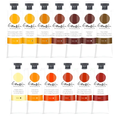 Jerry's Artarama Gamblin Artist Oil Paint Set For Professionals - EARTH SET - 37ml Tubes