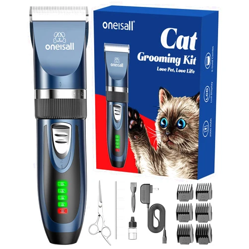 oneisall Cat Clippers for Matted Hair, Quiet Cat Shaver for Long Hair, Cordless Cat Hair Trimmer for Grooming, 2 Speed Pet Shaver Cat Grooming Kit for Cats Small Dogs Animals (Blue)