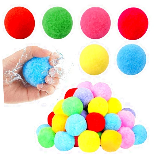 IDeep Reusable Water Balls, IDEEP 18pcs Reusable Soft Splash Water Balls Reusable Water Balloons Cotton Water Balls for Outdoor Games Yard Pool Beach Game Water Toys Pool Toys Summer Toys for Boys Girls