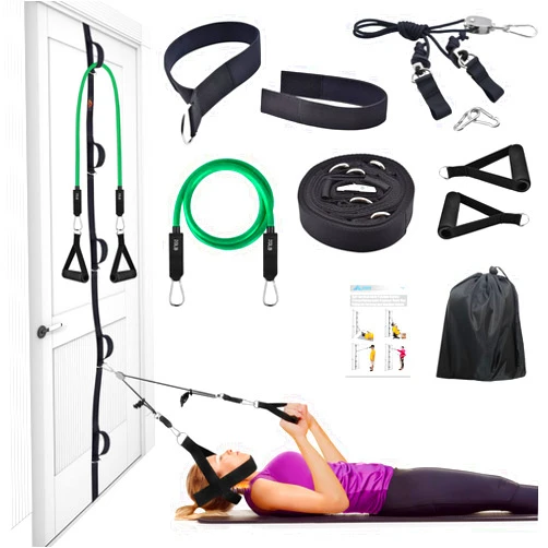 ATENTO Cervical Neck Traction Device Over Door for Home Use, Spine Decompression Hammock Stretcher with Muti-Anchor Door Strap for Physical Therapy Exercise,Neck Pain and Shouler Relief