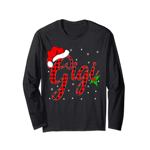 Buffalo Plaid Matching Christmas Pajamas Gifts Funny Matching Family Buffalo Plaid Gigi Christmas Pajama Long Sleeve T-Shirt