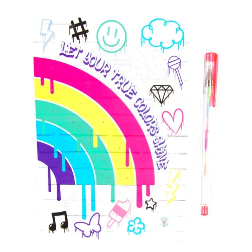 3C4G It's Lit! Graffiti Light Up Journal & Pen - Light Up LED Kids Journal for Girls, Tweens & Teens - Girls Journal Set with Rainbow Ink Pen - Girls Diary for Ages 6-8-10-12-14 by Make It Real