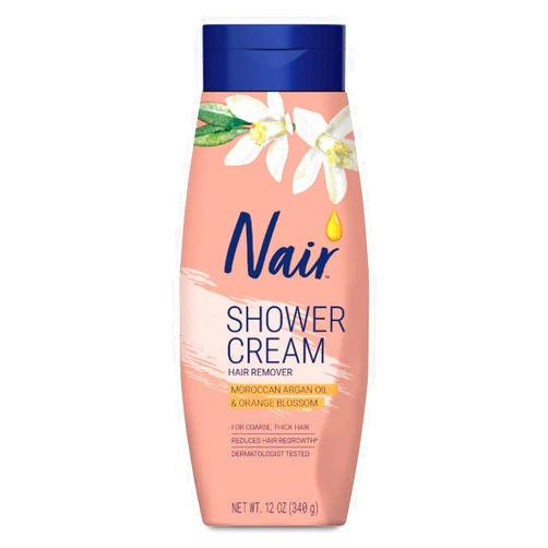 NAIR Shower Cream Hair Remover with Moroccan Argan Oil and Orange Blossom, Body Hair Removal Cream for Women, 12 oz