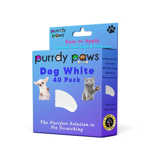 Purrdy Paws 40 Pack Soft Nail Caps for Dog Claws White Medium