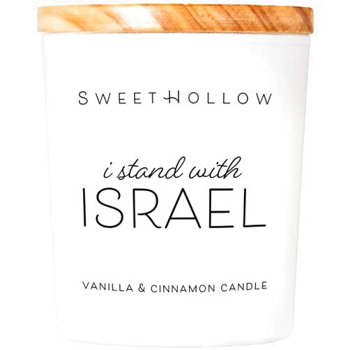 SweetHollow I Stand with Israel Candle, Highly Scented & Long Lasting Coconut Wax Candle for Jewish Home & Gifts (Vanilla & Cinnamon)