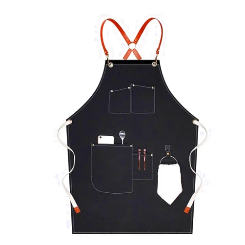 ALCKO Canvas Apron for Men, Heavy Duty Work Apron with Pockets, Waterproof Wear-Resistant Tools Apron for Garden (Color : Black, Size : X-Large)
