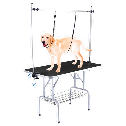 Unovivy Dog/Pet Grooming Table Foldable Height Adjustable - 46-inch Portable Dog Grooming Table with Arm Noose & Mesh Tray, Maximum Capacity Up to 300lbs (Black)