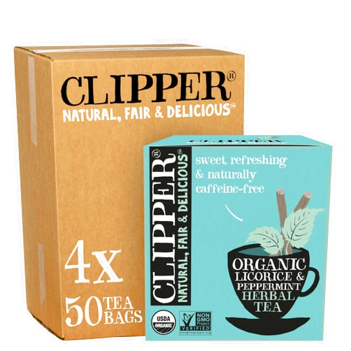 Clipper Natural, Fair & Delicious Clipper Tea Peppermint & Licorice Teabags – Caffeine Free, USDA Organic, Great Hot or Iced – Sweet, Refreshing, Natural, Fair & Delicious Sweet – 200 Tea Bags
