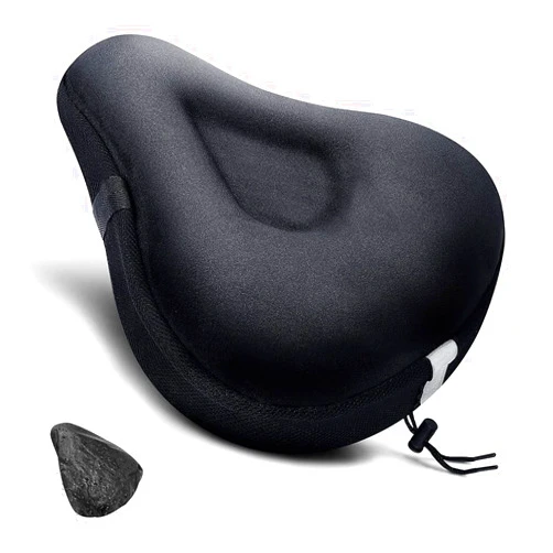 ANZOME Bike Seat Cushion, Wide Gel Bike Seat Cover & Extra Soft Gel Bike Seat Cushion for Women Men Everyone, Fits Spin, Stationary, Cruiser Bikes, Indoor Cycling(Waterproof Case Included) …