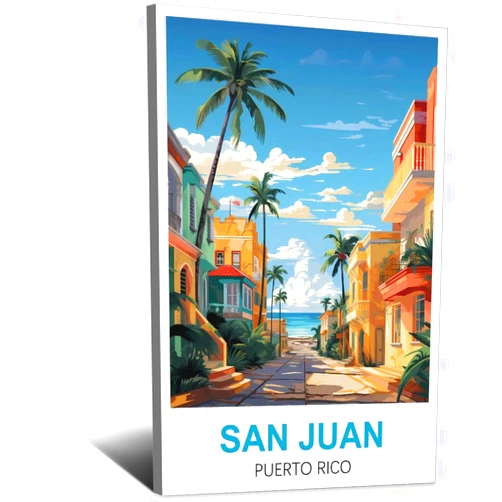 iPuzou San Juan Puerto Rico Vintage Travel Posters Street 08x12inch(20x30cm) Canvas Painting Poster And Print Wall Art Picture for Living Room